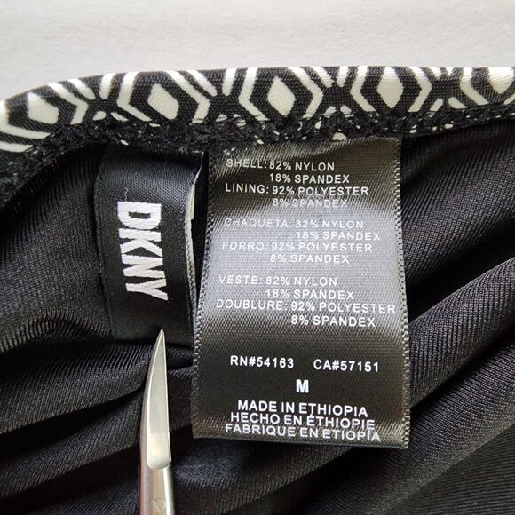 DKNY Strapless One Piece Swimsuit Black & White Size M - Picture 3 of 9